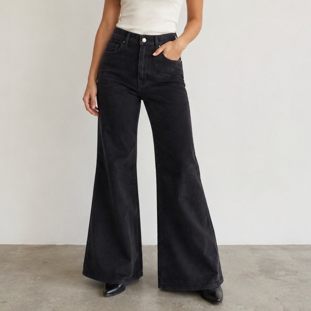 Levi's Ribcage Bell Corduroy Pants 30 Black Super High Rise Flare Streetwear
